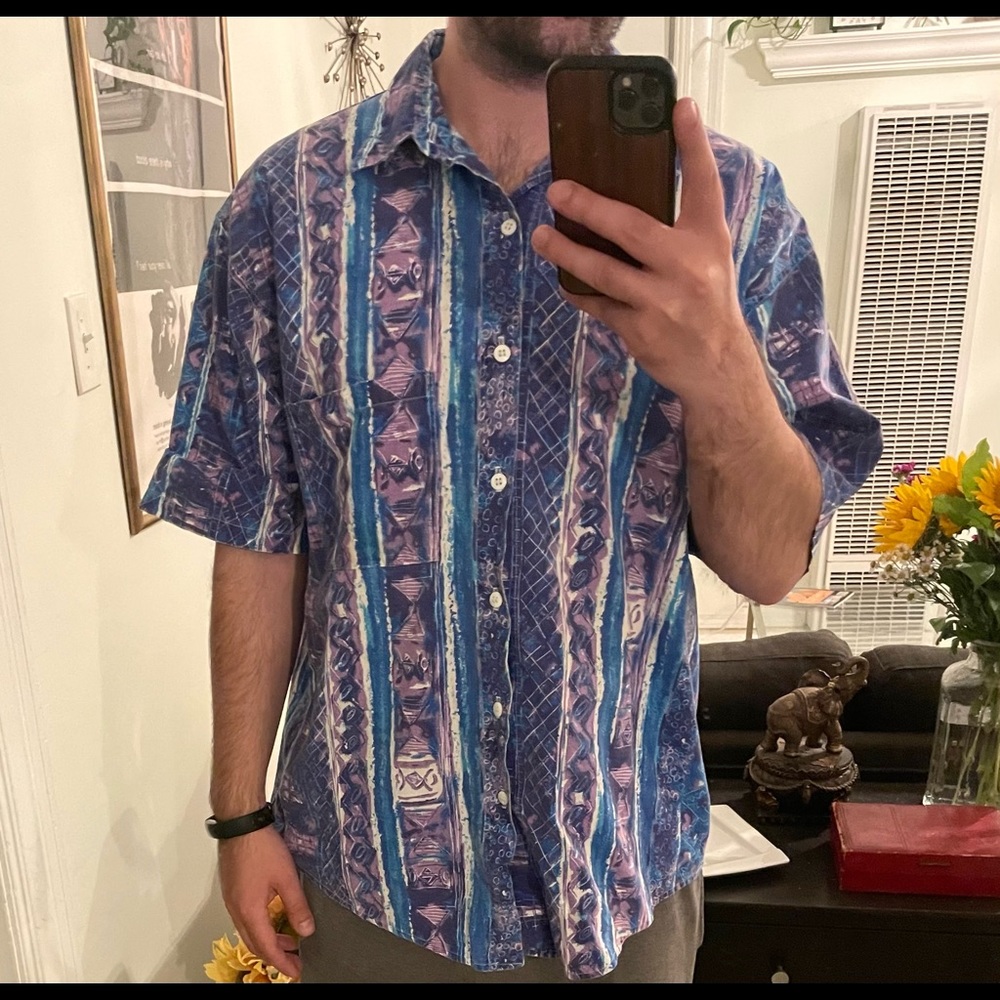 80s/90s Vintage Body Objects Vertical Hawaiian tiki Shirt